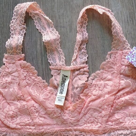 Lace Racer Back Bralette Peach Pink - Picture 4 of 7